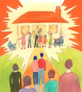 Ett kristet äktenskap, levt som det bör levas, är som en lampa på en kulle, för samhället; en sakramental förening full av nåd, 2005 (akvarell på papper) av Elizabeth Wang