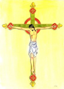 A Crucifix, 2001 (w/c på papper) av Elizabeth Wang