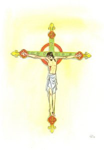 A Crucifix, 2001 (w/c på papper) av Elizabeth Wang