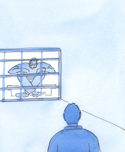 En person som är instängd i synd är som en fånge i en bur, med nyckeln på insidan, 2004 (w/c på papper) av Elizabeth Wang