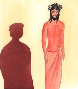 En person som bär smärta och förödmjukelser i tålamod, av kärlek till Kristus, är lik Honom som blev sårad för vår skull, 2001 (w/c på papper) av Elizabeth Wang