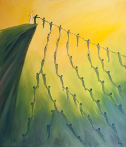En enda bön i Jesu namn hjälper den vi ber för och berör i sin tur många andras liv, 2001 (olja ombord) av Elizabeth Wang