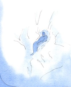 Som ett barn vilar efter att ha lekt på ett snöfält, så kan jag vila i Gud, vaggad i hans gudomlighet, närhelst jag vänder mig till honom i förtroende, 2003 (w/c på papper) av Elizabeth Wang