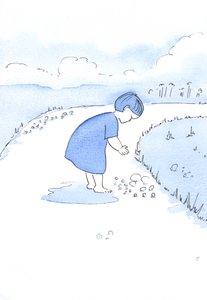 När vi offrar våra synder till Gud, i omvändelse, tar han emot dem som en gåva, som när en mamma tar emot en sten från ett barn som en juvel, 2002 (w/c på papper) av Elizabeth Wang