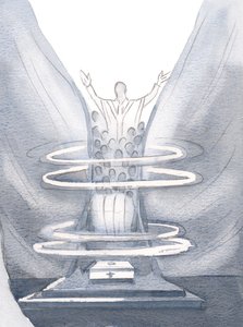 Vid mässan binder den helige Ande oss samman med Kristus som majs bunden till en enda kärve, 2000 (w/c på papper) av Elizabeth Wang