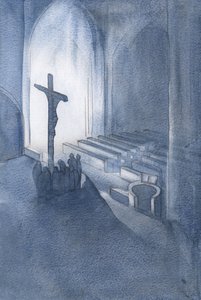 På mässan frambär vi i tacksägelse ett heligt och levande offer, 2001 (w/c på papper) av Elizabeth Wang