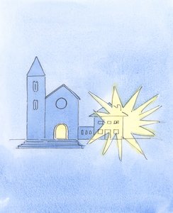 Biskopar och präster bör vakna upp varje dag brinnande av önskan att sprida den katolska tron och aktivt tänka på nya sätt att förklara och sprida den., 2004 (w/c på papper) av Elizabeth Wang