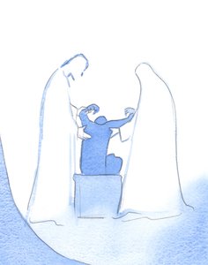 Kristus och Vår Fru är alltid ivriga att hjälpa oss. Deras hjälp är öm, personlig och oupphörlig, hela vägen till himlen, 2002 (w/c på papper) av Elizabeth Wang