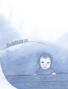 Kristus, som en baby, sann Gud och sann människa, var underordnad andra och väntade på kärlek och värme, 2000 (w/c på papper) av Elizabeth Wang