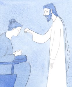 Kristus välsignar oss och ger oss frid och trygghet, 2004 (w/c på papper) av Elizabeth Wang