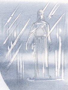Kristus är gömd bakom två slöjor, 2000 (w/c på papper) av Elizabeth Wang