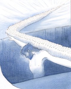 Kristus är vår bro till himlen - den enda vägen över klyftan mellan jordelivet och evig härlighet, 2000 (w/c på papper) av Elizabeth Wang