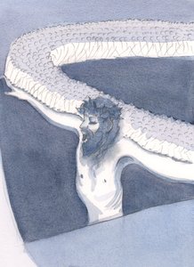 Kristus är vår bro till himlen - den enda vägen över klyftan mellan jordelivet och evig härlighet, 2000 (w/c på papper) av Elizabeth Wang