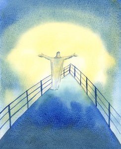 Kristus är med sin kyrka, under det heliga mässoffret, och ber för oss, 2002 (w/c på papper) av Elizabeth Wang