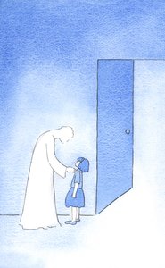 Kristus, som en äldre bror eller vän, njuter av våra ansträngningar att vara redo för firandet av mässan, 2002 (w/c på papper) av Elizabeth Wang