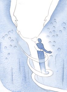 Kristus lugnade mig och svepte in min själ i kärlek och ledde mig mot ljuset, 2000 (w/c på papper) av Elizabeth Wang