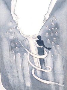 Kristus lugnade mig och svepte in min själ i kärlek och ledde mig mot ljuset, 2000 (w/c på papper) av Elizabeth Wang