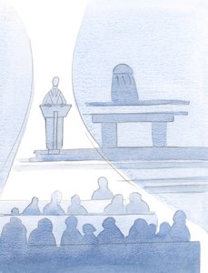 Kristus talade genom sin präst och sa: "Också du kan tala med auktoritet"; vilket betyder att du, de döpta troende, kan dela tron, 2000 (w/c på papper) av Elizabeth Wang