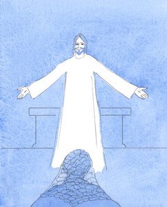 Kristus talade till mig om alla människor i mitt hjärta som behöver hjälp, och alla mina andra bekymmer, 2004 (w/c på papper) av Elizabeth Wang