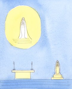 Kristi heliga moder Maria förtjänade att hedras, 2004 (w/c på papper) av Elizabeth Wang