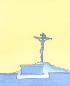 Kristi dyrbara blod hälldes en gång från hans kropp på korset; och att offer återpresenteras i mässan idag, på ett sakramentalt sätt, när vi ber om att våra synder ska bli förlåtna., 2004 (w/c på pap. av Elizabeth Wang