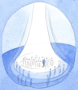 Kristi offer - offret från jorden - är som en fyr av ljus inför himlen, 2002 (w/c på papper) av Elizabeth Wang