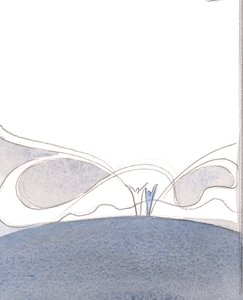 Kristi härlighet (erbjuden av oss i det heliga offret) omfattar den oändliga Guden och spiller över på dem som offrar den., 2001 (w/c på papper) av Elizabeth Wang