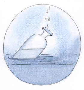 Kristi rena sanning hälls - jag såg - droppe för droppe i själen, samlad i beredskap för en stor utgjutning., 2001 (w/c på papper) av Elizabeth Wang