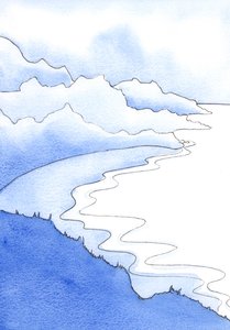 Försämrad hälsa kan inte ses som en nedstigning - utan snarare en "flykt" med Kristus, över tidigare yrken, svävande mot himlen, 2002 (w/c på papper) av Elizabeth Wang