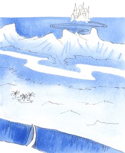 Varje vän till Kristus måste göra en resa innan han kan nå himlen, 2005 (akvarell på papper) av Elizabeth Wang