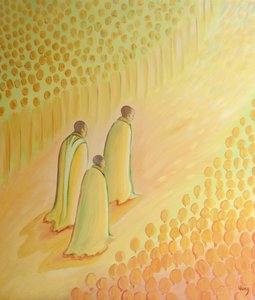 Trofasta präster som kommer in i himlen får en enorm hälsning och äras som "andra Kristus" efter deras arbete på jorden, 2001 (olja ombord) av Elizabeth Wang