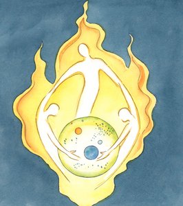 Från Guds hjärta har allt som finns uppstått, 2003 (w/c på papper) av Elizabeth Wang