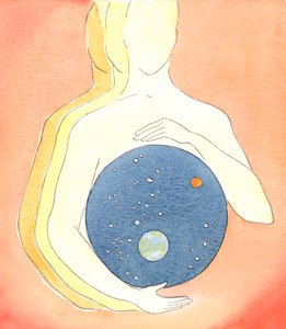 Från Guds hjärta har allt som finns uppstått, 2003 (w/c på papper) av Elizabeth Wang