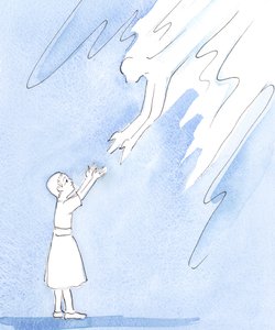 Gud hälsar ett kärleksrop från ett av sina "barn" med glädjen som en jordisk far känner som hör ett kärleksrop från sitt lilla barn, 2004 (w/c på papper) av Elizabeth Wang