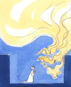 Gud är så ren som eld, 2003 (w/c på papper) av Elizabeth Wang