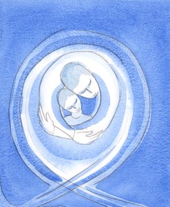 Gud Fadern älskar var och en av oss med en passionerad kärlek och håller oss i sin ömma famn, 2002 (w/c på papper) av Elizabeth Wang