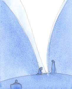 Gud Sonen föddes av den heliga jungfru Maria, 2005 (akvarell på papper) av Elizabeth Wang