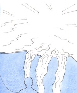 Guds kärlek till oss är som en stor vattenmassa som aldrig kan tömmas eller sluta rinna, 2003 (w/c på papper) av Elizabeth Wang