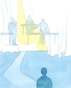 Himlen är som "Head Office", och jag är junior i företaget, 2003 (w/c på papper) av Elizabeth Wang