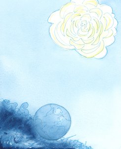 Himlen representerades som en enorm blomma, i hjärtat av denna var en vacker, parfymerad, bländande fristad, 2003 (w/c på papper) av Elizabeth Wang