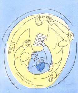 Hålls i kärleken till de tre gudomliga personerna, vi kan gå i förbön för andra, 2004 (w/c på papper) av Elizabeth Wang