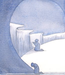 Jag minns att jag leddes till ett "stup" i själen, och blev inbjuden av Gud att gå in i intetheten i bön, in i hans liv, utan stöd av begrepp, bilder eller ord, 2000 (w/c på papper) av Elizabeth Wang