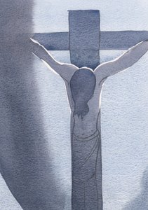 Jag såg Jesus, korsfäst och blodig, huvudet böjt i plåga. Det var hit kärleken förde honom, 2000 (w/c på papper)