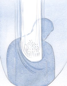 Jag såg att alla som är skyddade i mitt hjärta är dränkta av Kristi kärlek och nåd, genom själens förening med Honom., 2000 (w/c på papper) av Elizabeth Wang