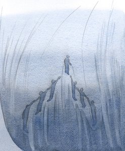 Jag såg att vi genom våra böner för någon och hennes böner för oss lyfter varandra nära Guds hjärta., 2001 (w/c på papper) av Elizabeth Wang