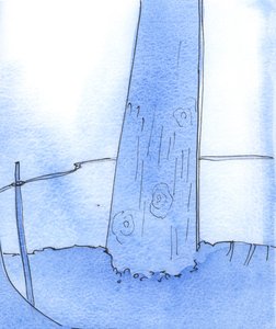 Om jag alltid förblir vid foten av korset, kommer jag att minnas att alla de nåder jag nu åtnjuter vann genom Kristi ensamma plåga på Golgata, 2003 (w/c på papper) av Elizabeth Wang