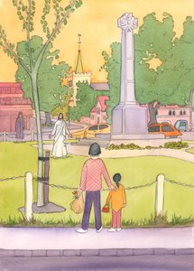 Om Jesus gick genom en stadskärna skulle folk rusa för att se honom, 2003 (w/c på papper) av Elizabeth Wang