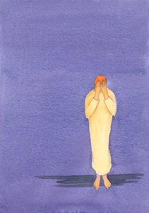 Om vi framhärdar i bönens mörker kommer Gud så småningom att leda oss till sitt ljus och visdom, 2000 (w/c på papper) av Elizabeth Wang