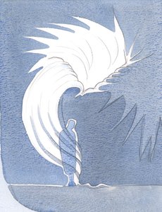 I nattvarden omsluter Kristi närvaro oss som en mantel, värmer oss med himmelsk nåd, tröstar oss, 2000 (w/c på papper) av Elizabeth Wang