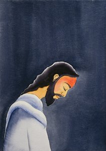 I sin ångest ber Jesus i Getsemane till sin far, 2006 (w/c på papper) av Elizabeth Wang